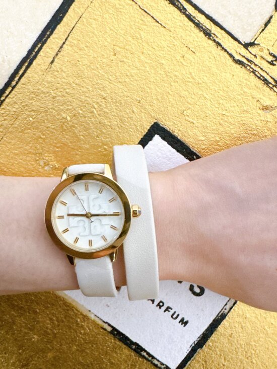 Tory Burch TBW2002 Gigi Gold Ivory Leather Double Wrap Strap Watch main image 6